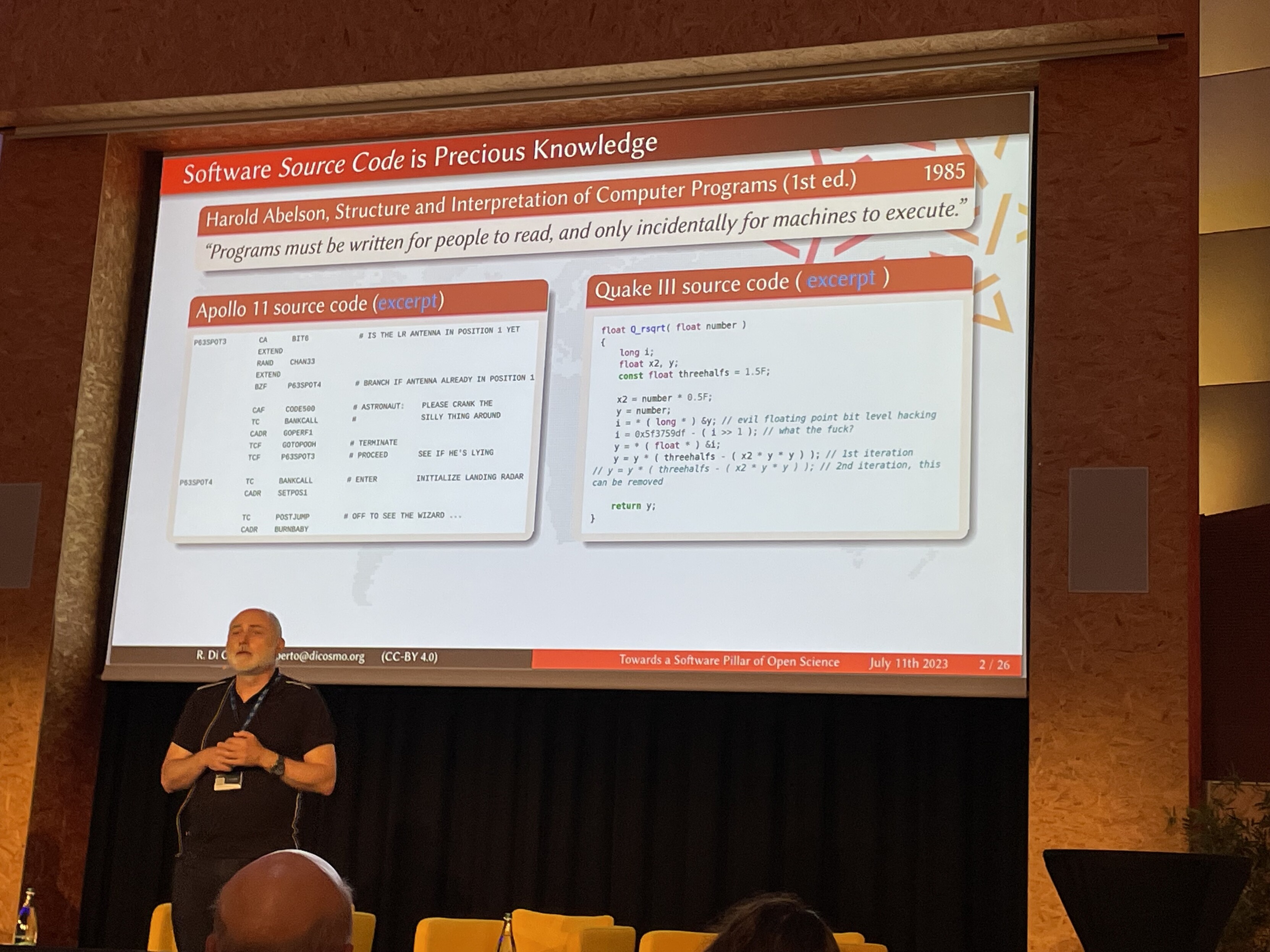 Slide comparing comments in Apollo 11 and Quake III source code